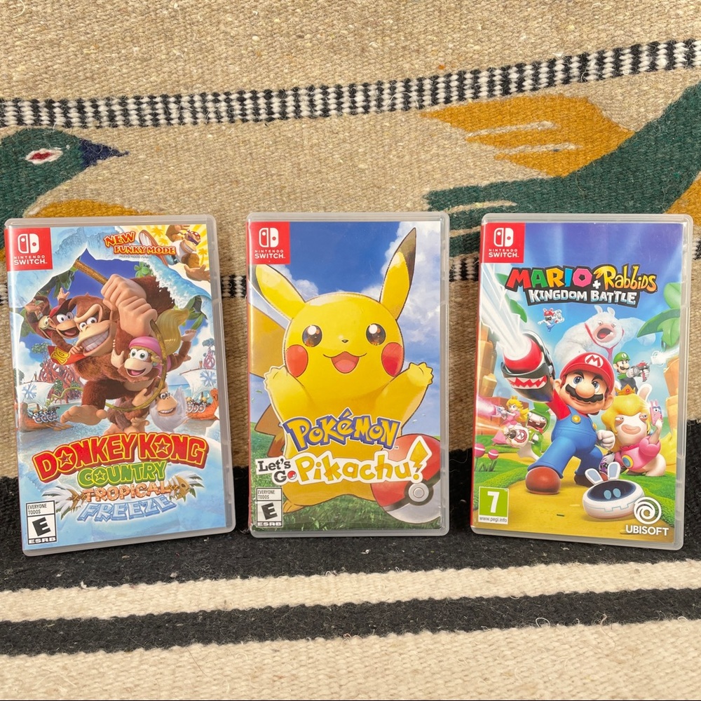 Nintendo Switch 3 Games: Donkey Kong Country, Let’s Go Pikachu, Mario + Rabbids